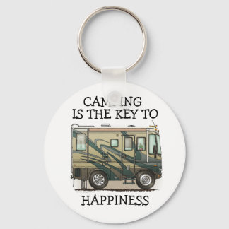 Cute Happy Camper Big RV Coach Motorhome Key Ring