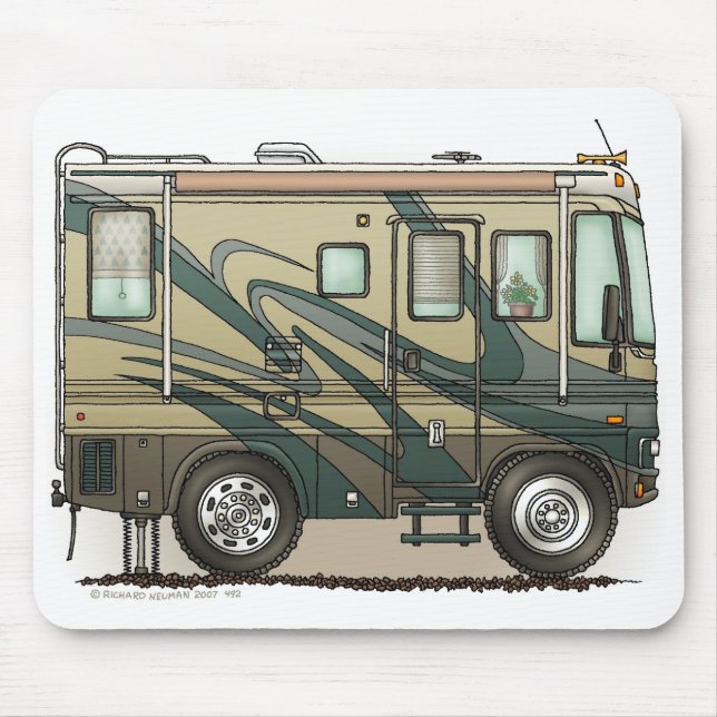 Cute Happy Camper Big RV Coach Motorhome Mouse Pad (Front)