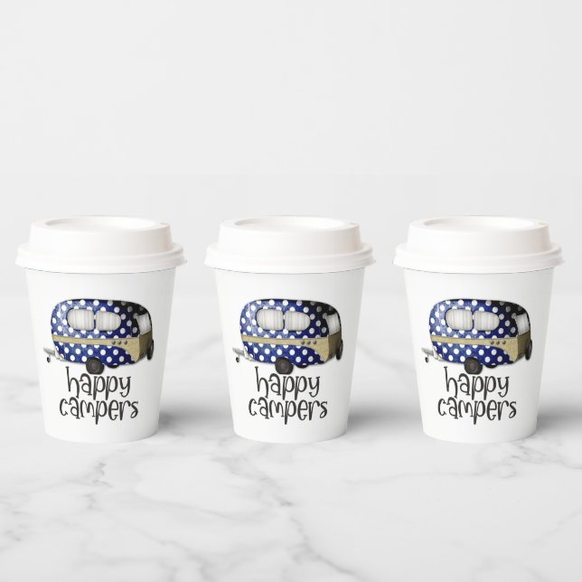 cute Happy Campers word art party Paper Cups (Multi)