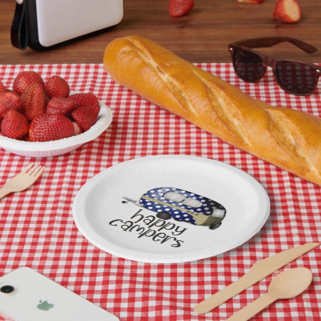 cute Happy Campers word art party Paper Plate (Picnic)