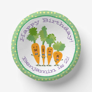 Cute happy carrots cartoon illustration paper plate