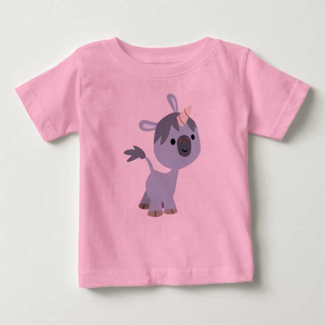 Cute Happy Cartoon Baby Unicorn Baby T-Shirt (Front)