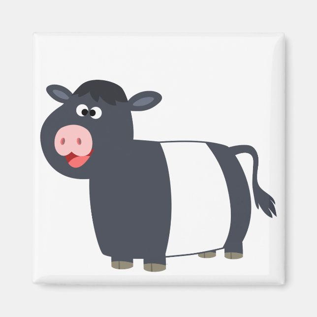 Cute Happy Cartoon Belted Galloway Cow Magnet (Front)