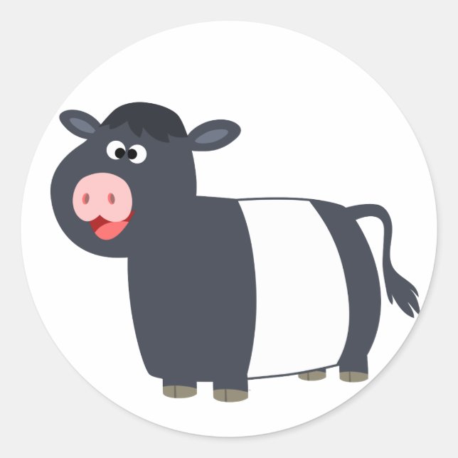 Cute Happy Cartoon Belted Galloway Cow Sticker (Front)