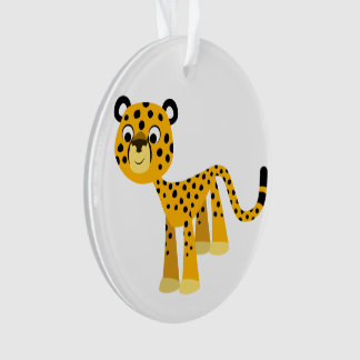 Cute Happy Cartoon Cheetah Acrylic Ornament