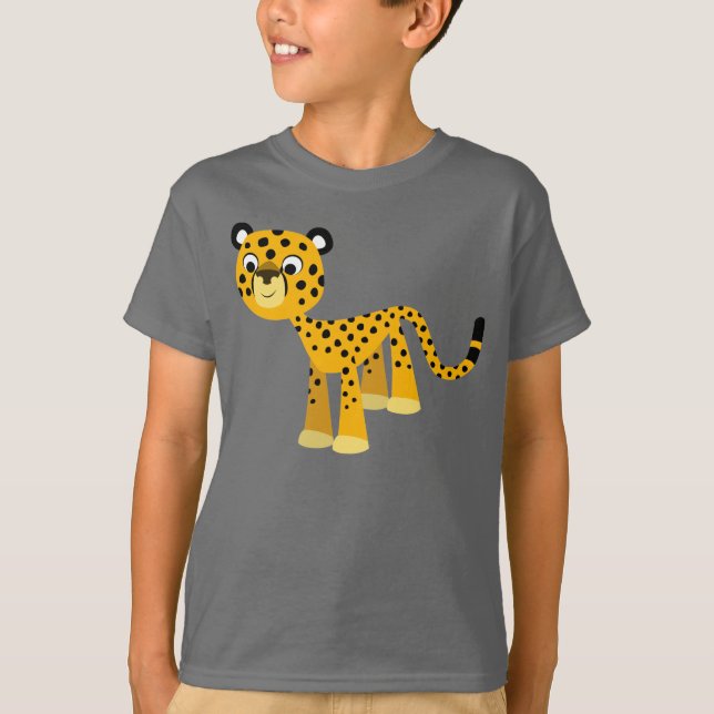 Cute Happy Cartoon Cheetah Children T-Shirt (Front)