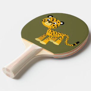 Cute Happy Cartoon Cheetah Ping Pong Paddle