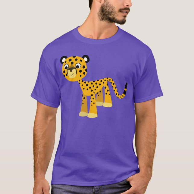 Cute Happy Cartoon Cheetah T-Shirt (Front)