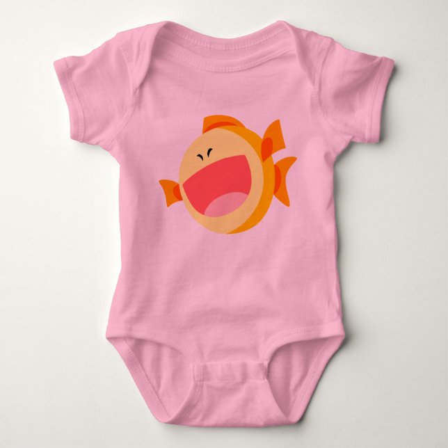 Cute Happy Cartoon Fish Baby Bodysuit (Front)