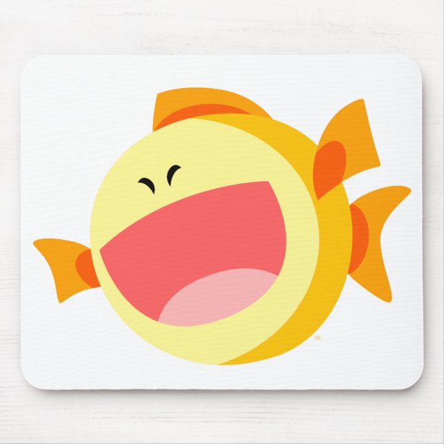 Cute Happy Cartoon Fish Mousepad (Front)