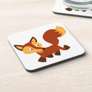 Cute Happy Cartoon Fox Coasters Set