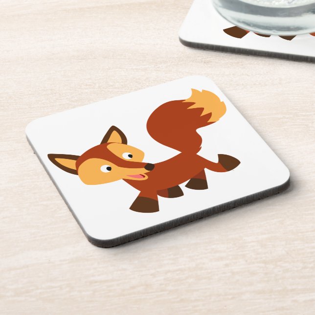 Cute Happy Cartoon Fox Coasters Set (Left Side)