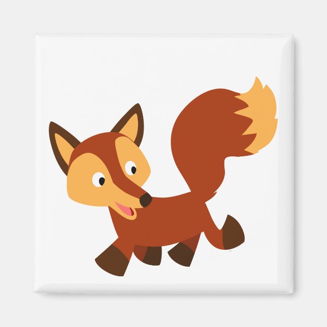 Cute Happy Cartoon Fox Magnet (Front)