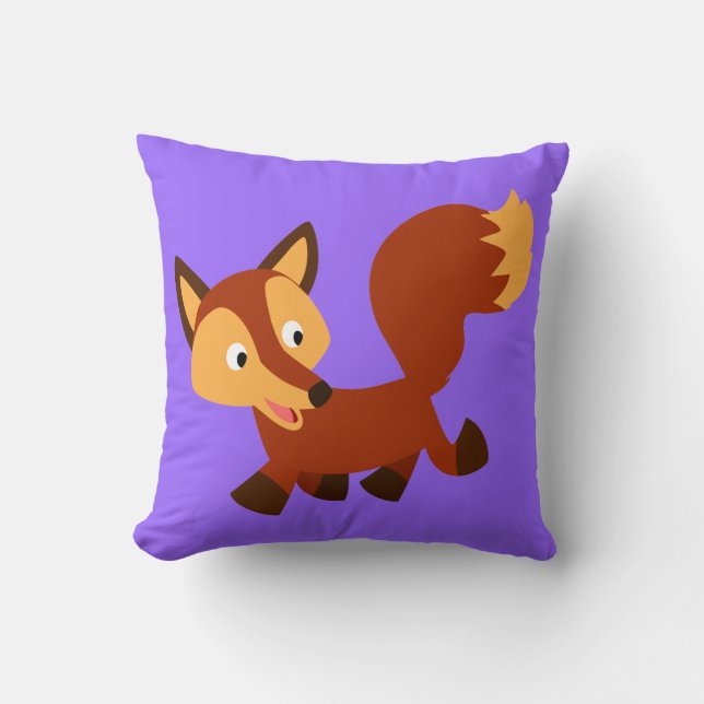 Cute Happy Cartoon Fox Pillow (Front)