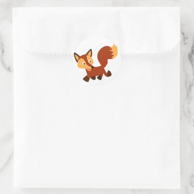 Cute Happy Cartoon Fox Sticker (Bag)