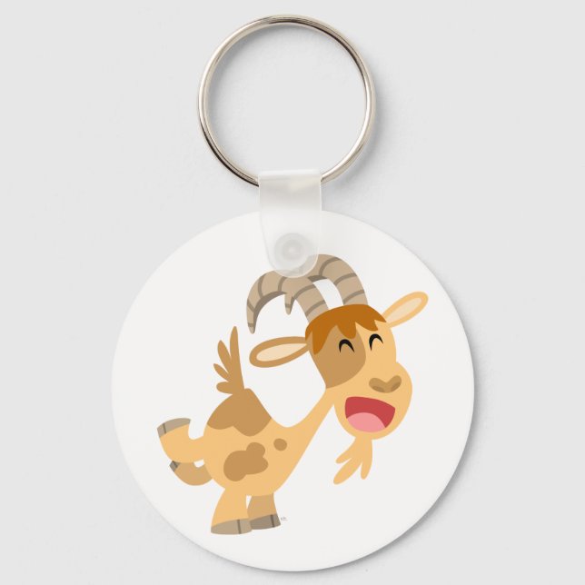 Cute Happy Cartoon Goat Keychain (Front)