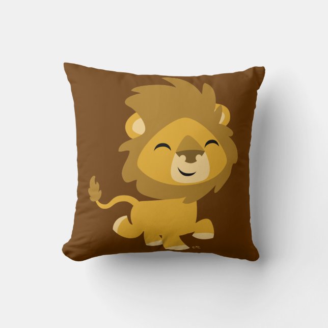 Cute Happy Cartoon Lion Pillow (Front)