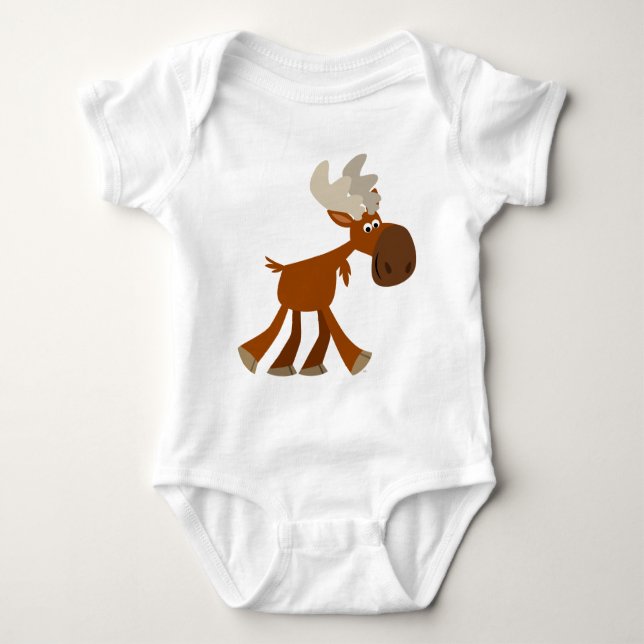 Cute Happy Cartoon Moose Baby Clothing Bodysuit (Front)