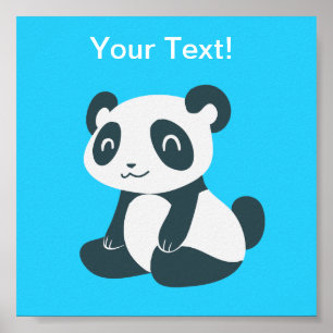Cute Happy Cartoon Panda Poster