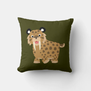 Cute Happy Cartoon Smilodon Pillow