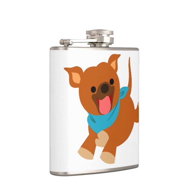 Cute Happy Cartoon Staffie Hip Flask (Right)