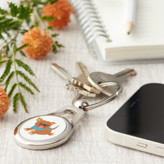 Cute Happy Cartoon Staffie Keychain