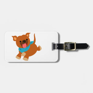 Cute Happy Cartoon Staffie Luggage Tag