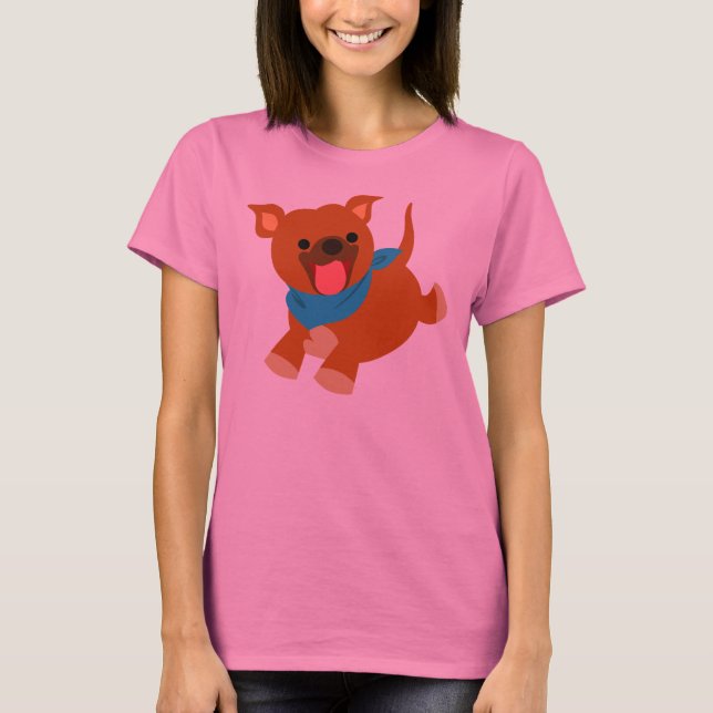 Cute Happy Cartoon Staffie Women T-Shirt (Front)