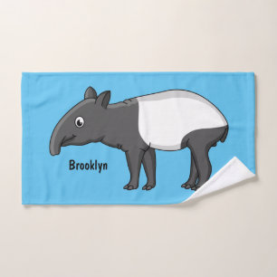 Cute happy cartoon tapir illustration  bath towel set