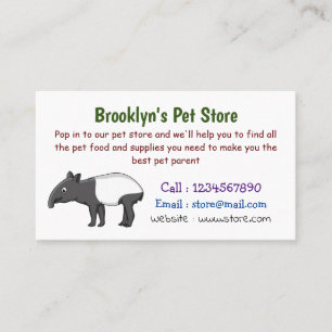Cute happy cartoon tapir illustration business card