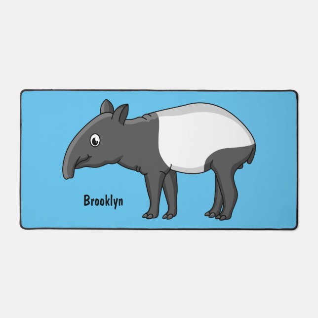 Cute happy cartoon tapir illustration desk mat (Front)