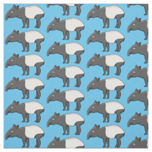 Cute happy cartoon tapir illustration fabric