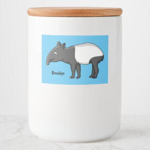 Cute happy cartoon tapir illustration food label