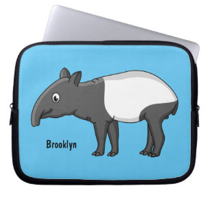 Cute happy cartoon tapir illustration laptop sleeve