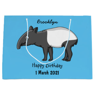 Cute happy cartoon tapir illustration large gift bag