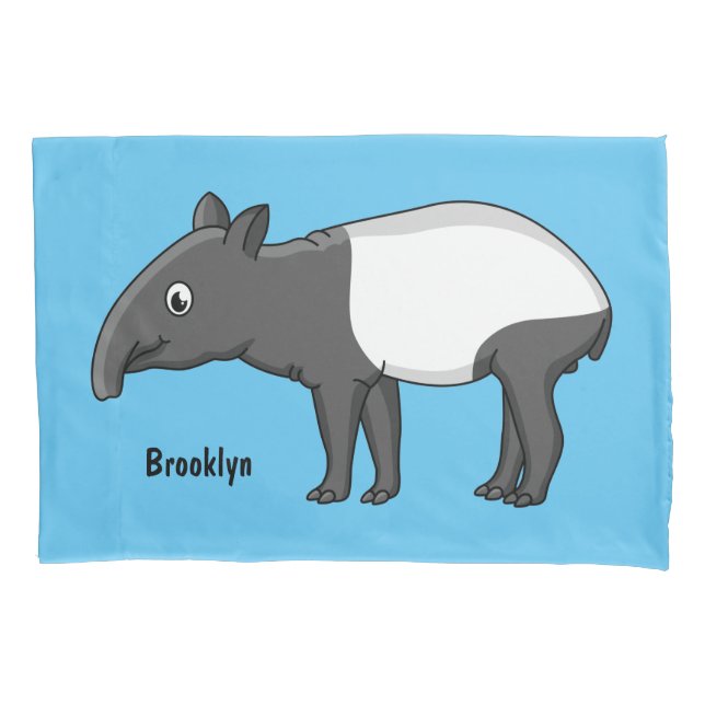 Cute happy cartoon tapir illustration pillowcase (Front)