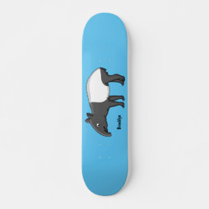 Cute happy cartoon tapir illustration skateboard