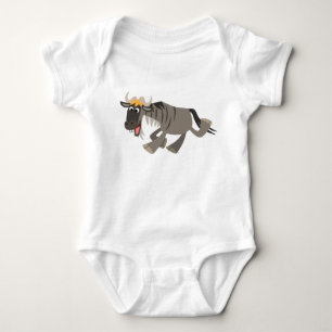 Cute Happy Cartoon Wildebeest Baby Bodysuit