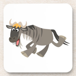 Cute Happy Cartoon Wildebeest Cork Coasters