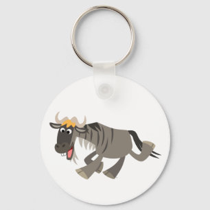 Cute Happy Cartoon Wildebeest Keychain