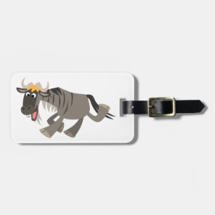 Cute Happy Cartoon Wildebeest Luggage Tag