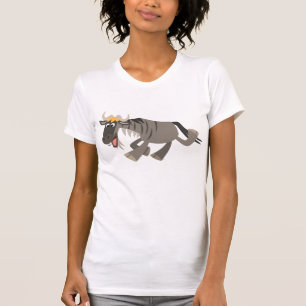 Cute Happy Cartoon Wildebeest Women T-Shirt