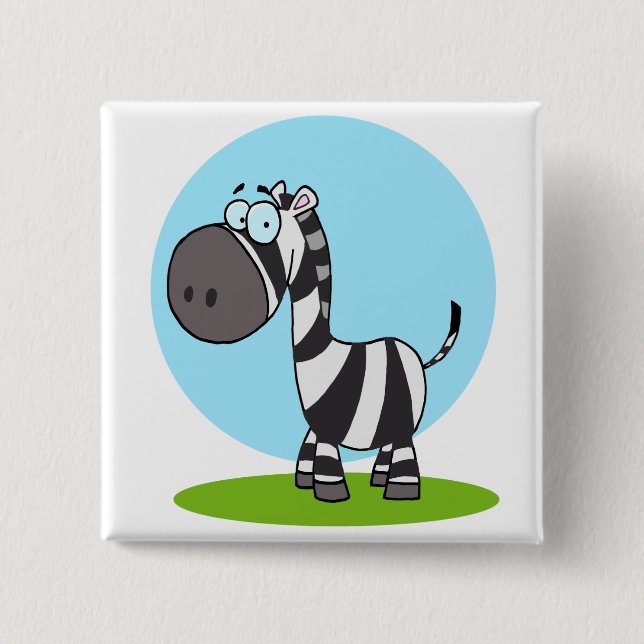 cute happy cartoon zebra 15 cm square badge (Front)