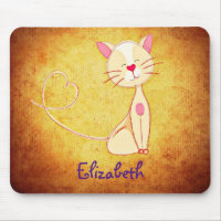 Cute happy Cat with a Heart Tail Personalised