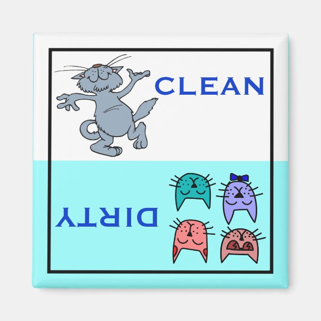 Cute Happy Cats Custom Colour Dishwasher Magnet (Front)