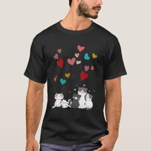 Cute happy cats surrounded by hearts T-Shirt
