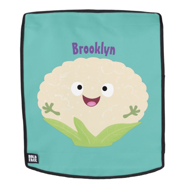 Cute happy cauliflower vegetable cartoon backpack (Removable Face)