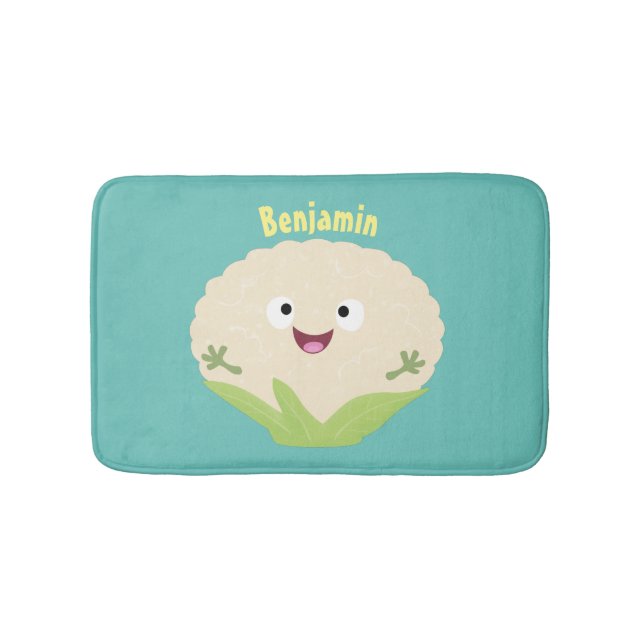 Cute happy cauliflower vegetable cartoon  bath mat (Front)