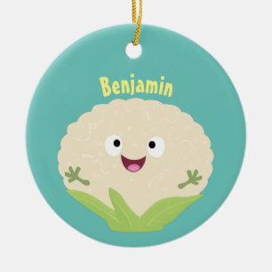 Cute happy cauliflower vegetable cartoon ceramic tree decoration