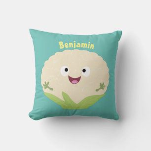 Cute happy cauliflower vegetable cartoon  cushion